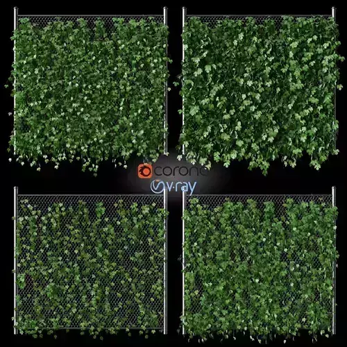 Hop leaves on the fence 3D model