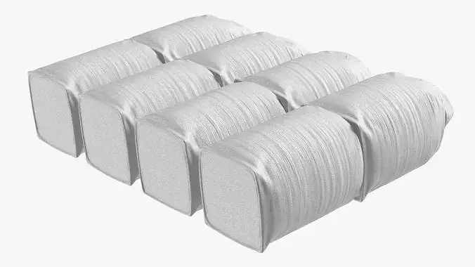 Industrial Polypropylene Sacks 10 for Granular Material White 3D model 6