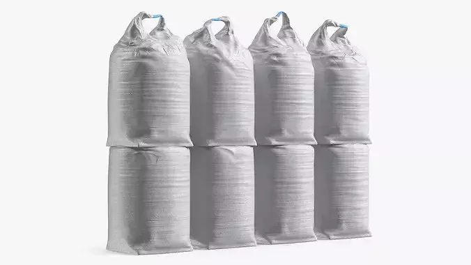 Industrial Polypropylene Sacks 10 for Granular Material White 3D model