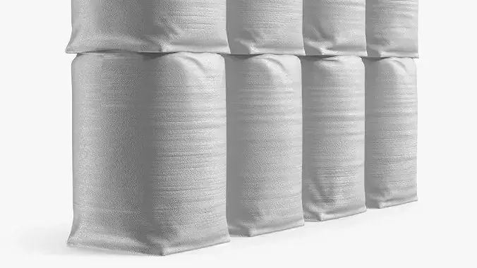 Industrial Polypropylene Sacks 10 for Granular Material White 3D model 5