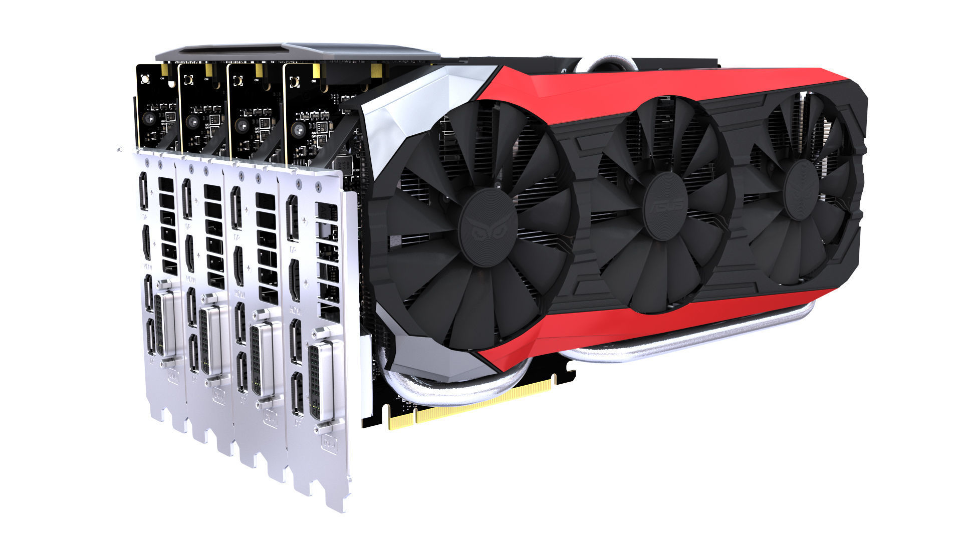 Asus Strix GTX 980 Ti Bonus SLI bridges 3D model_30