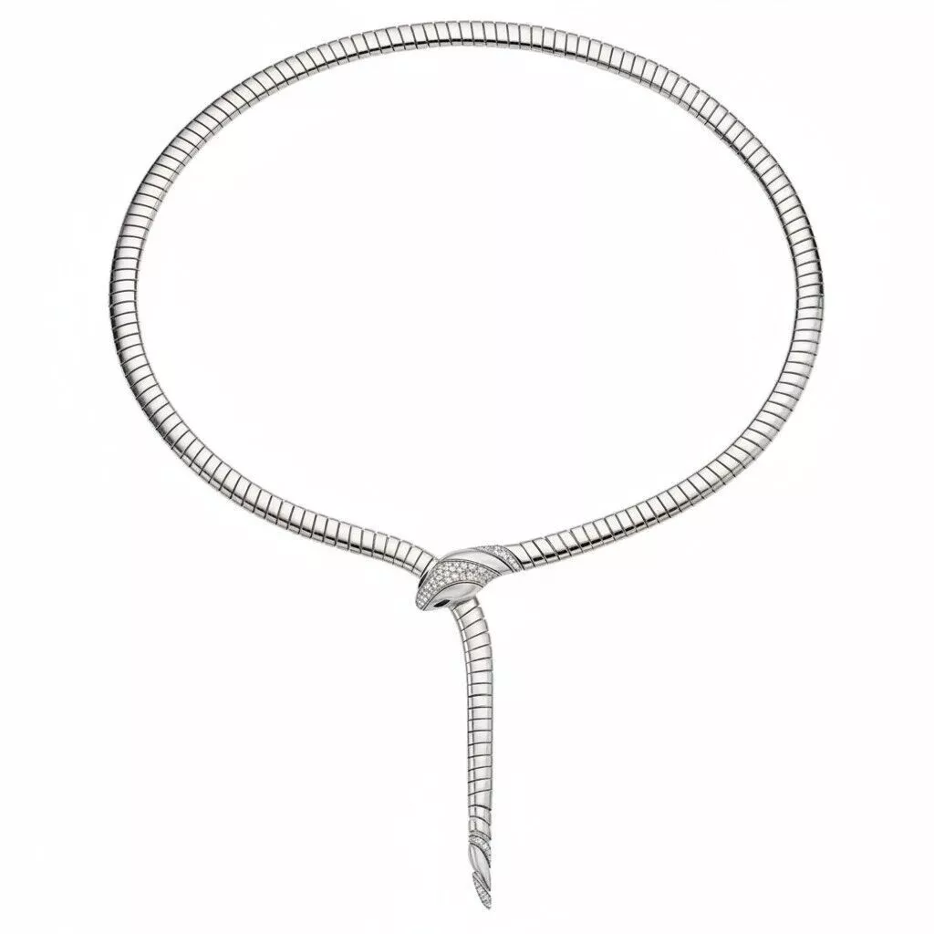 Snake necklace with diamonds and onyx 3D print model 3D print model