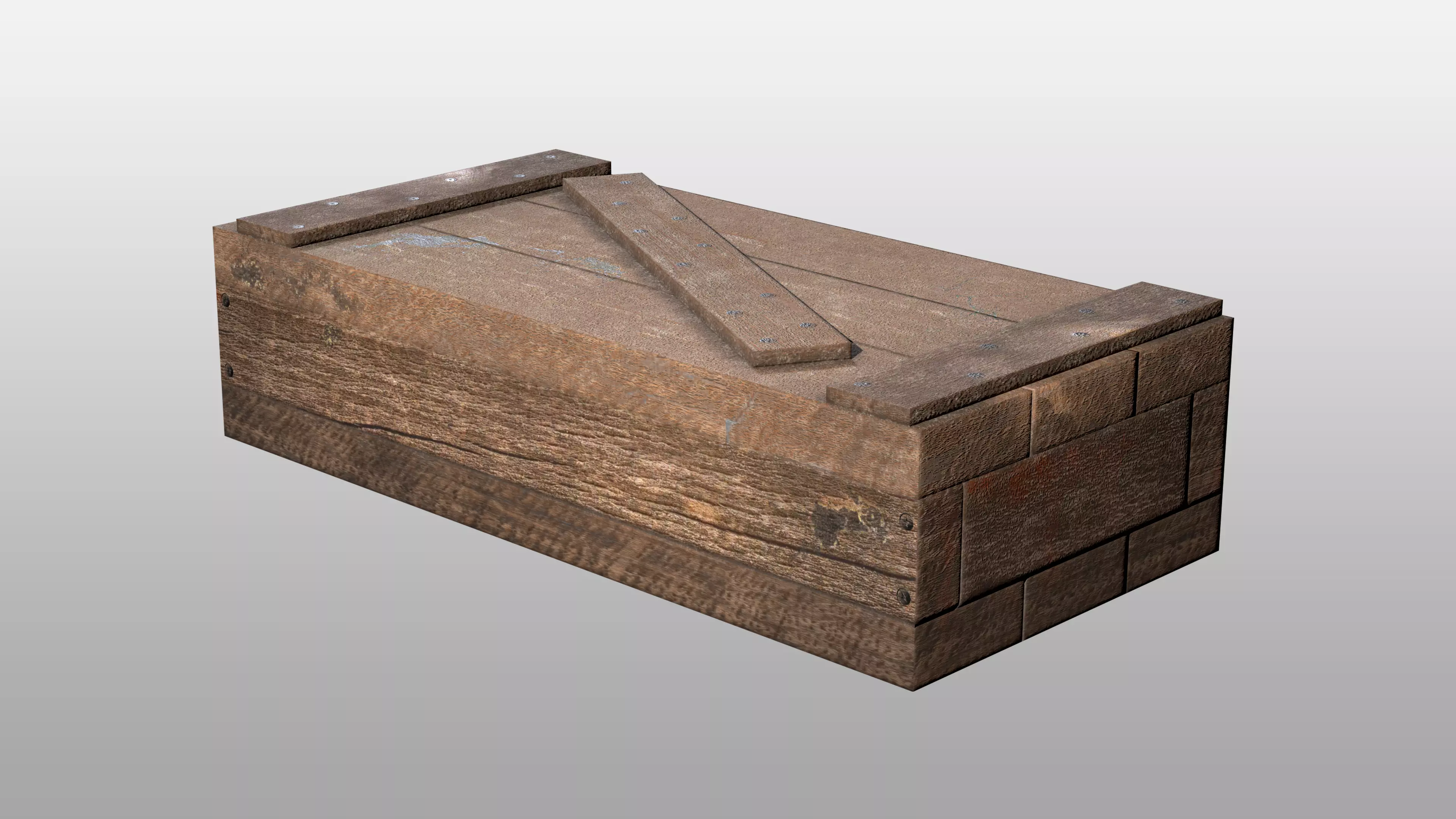 Wooden Crate Storage Box with Removable Lid Low-poly 3D model