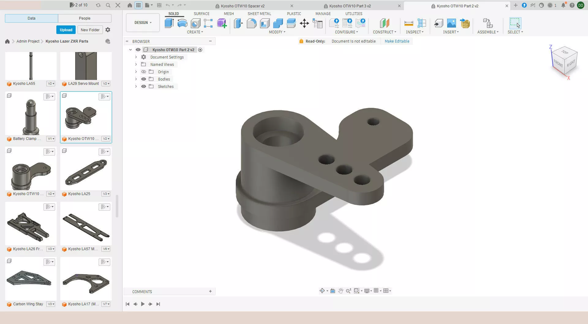 Kyosho OTW10 Lazer ZX ZXR ZXRR Steering Parts 3D print model