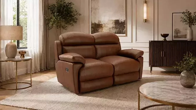 Two Seater Luxury Leather Recliner Sofa 8 Color Variants  Low-poly 3D model 2