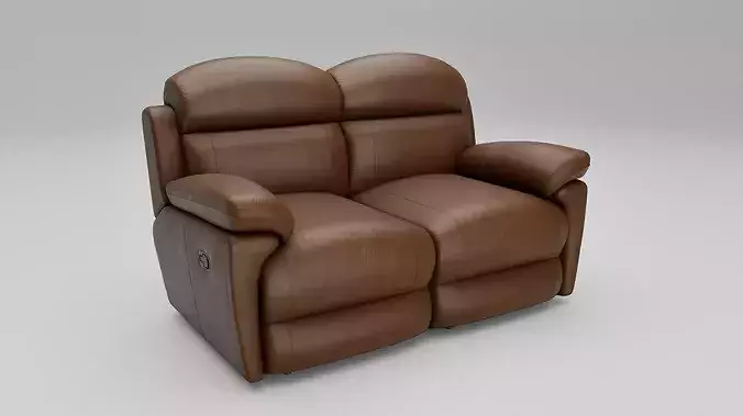 Two Seater Luxury Leather Recliner Sofa 8 Color Variants  Low-poly 3D model 7