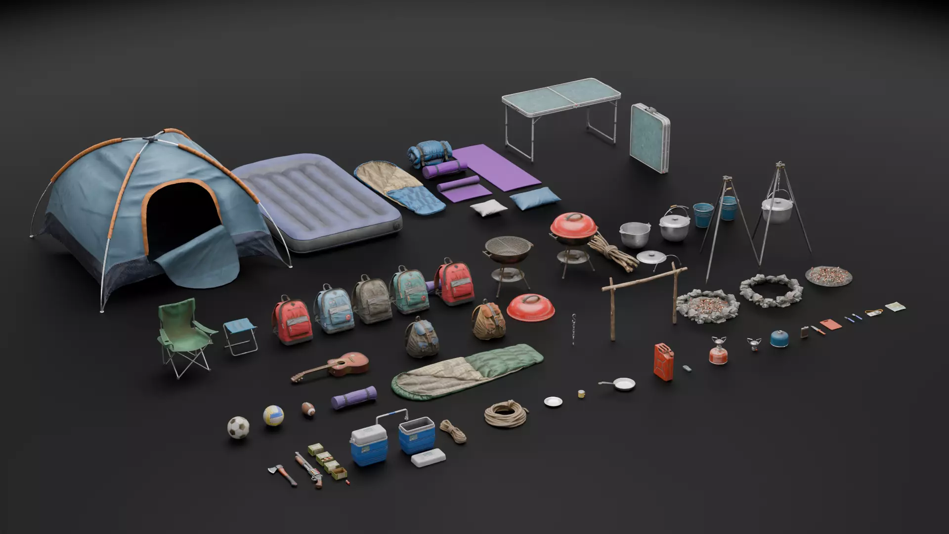 Camping Prop Pack Low-poly 3D model