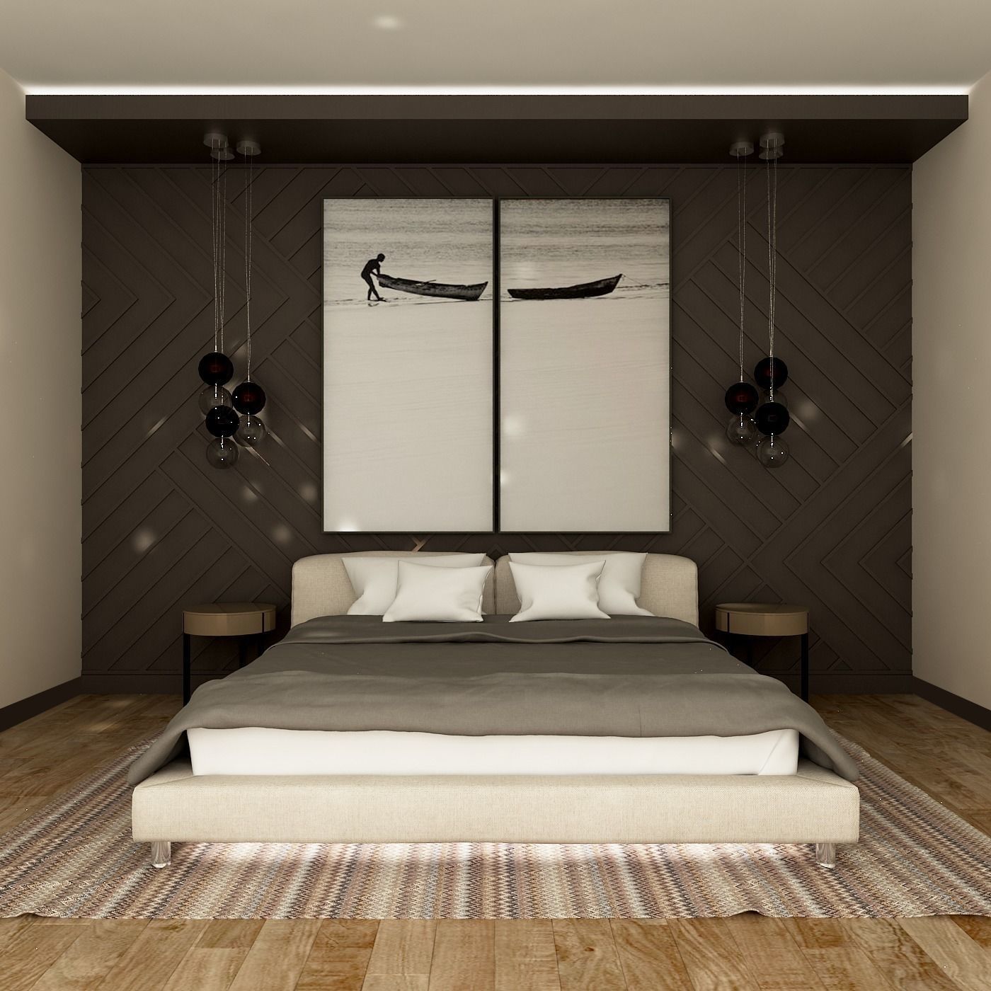 Bed Room Low-poly 3D model_1