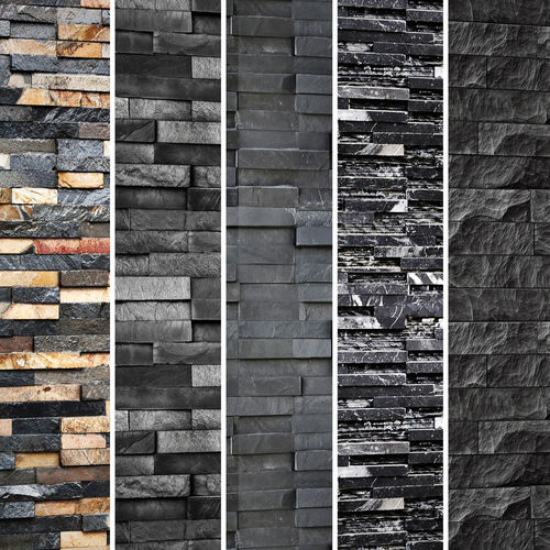 Collection of black stone slate 3D model