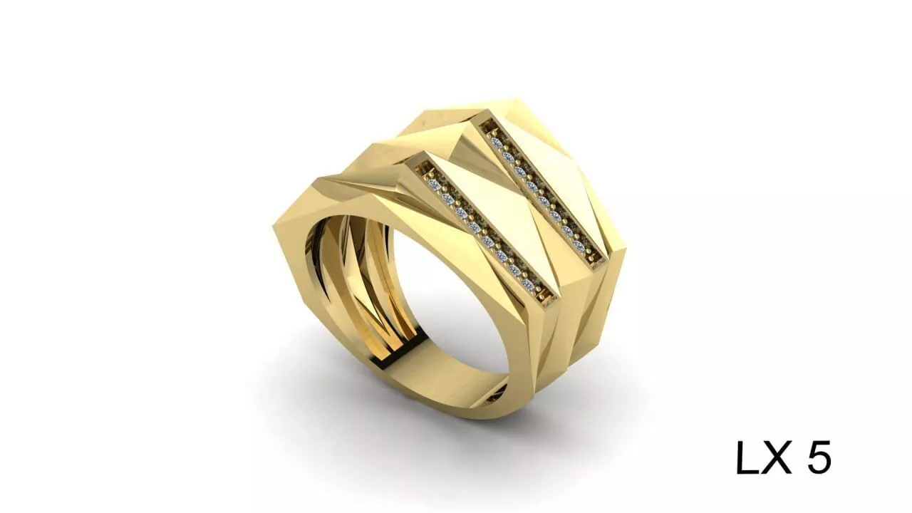 Luxury Faceted Geometric Ring 3D print model