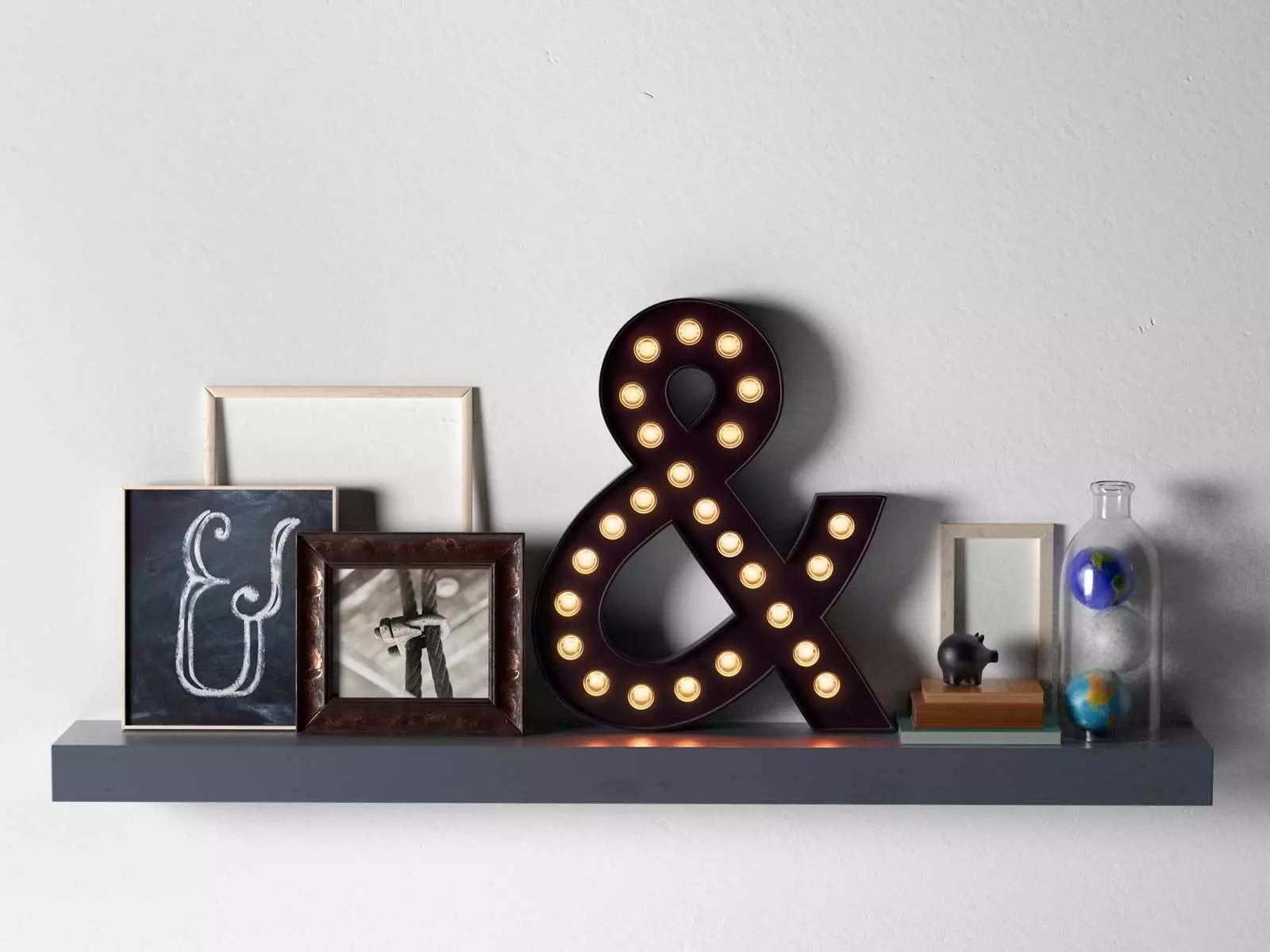 Composition of Ampersand Marquee Light Frames and Books 3D model_0