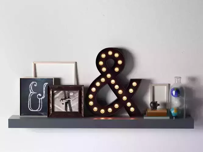 Composition of Ampersand Marquee Light Frames and Books