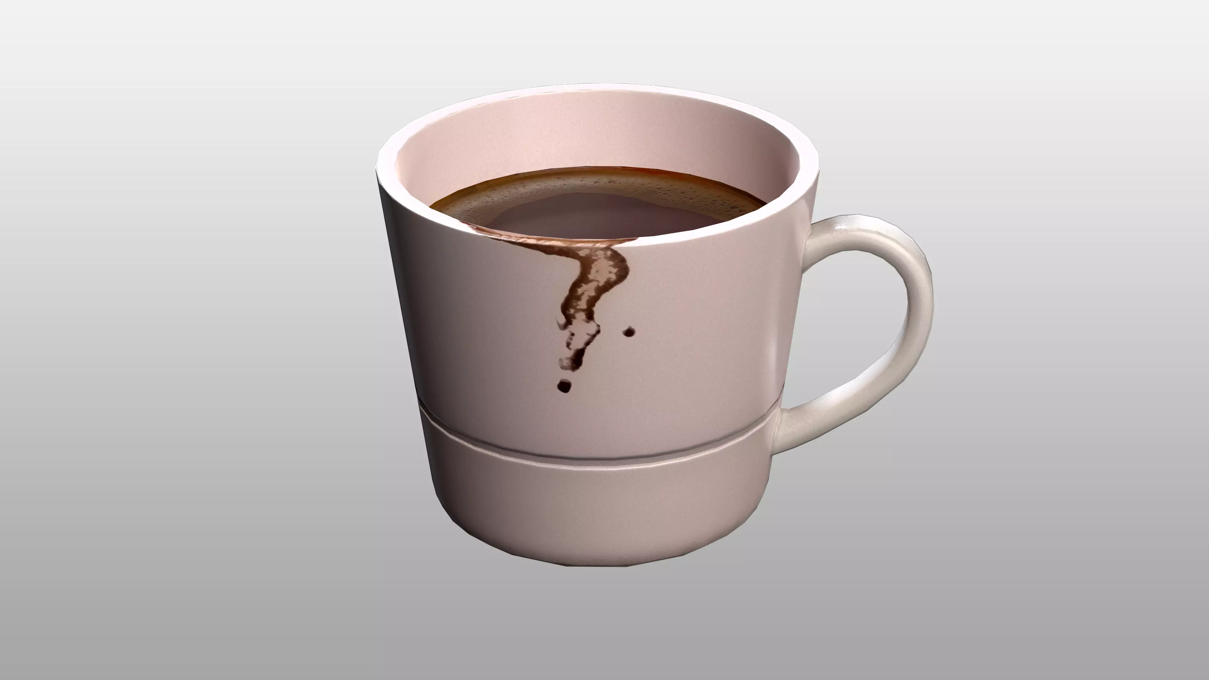Coffee Mug with Spill Ceramic Cup Low-poly 3D model