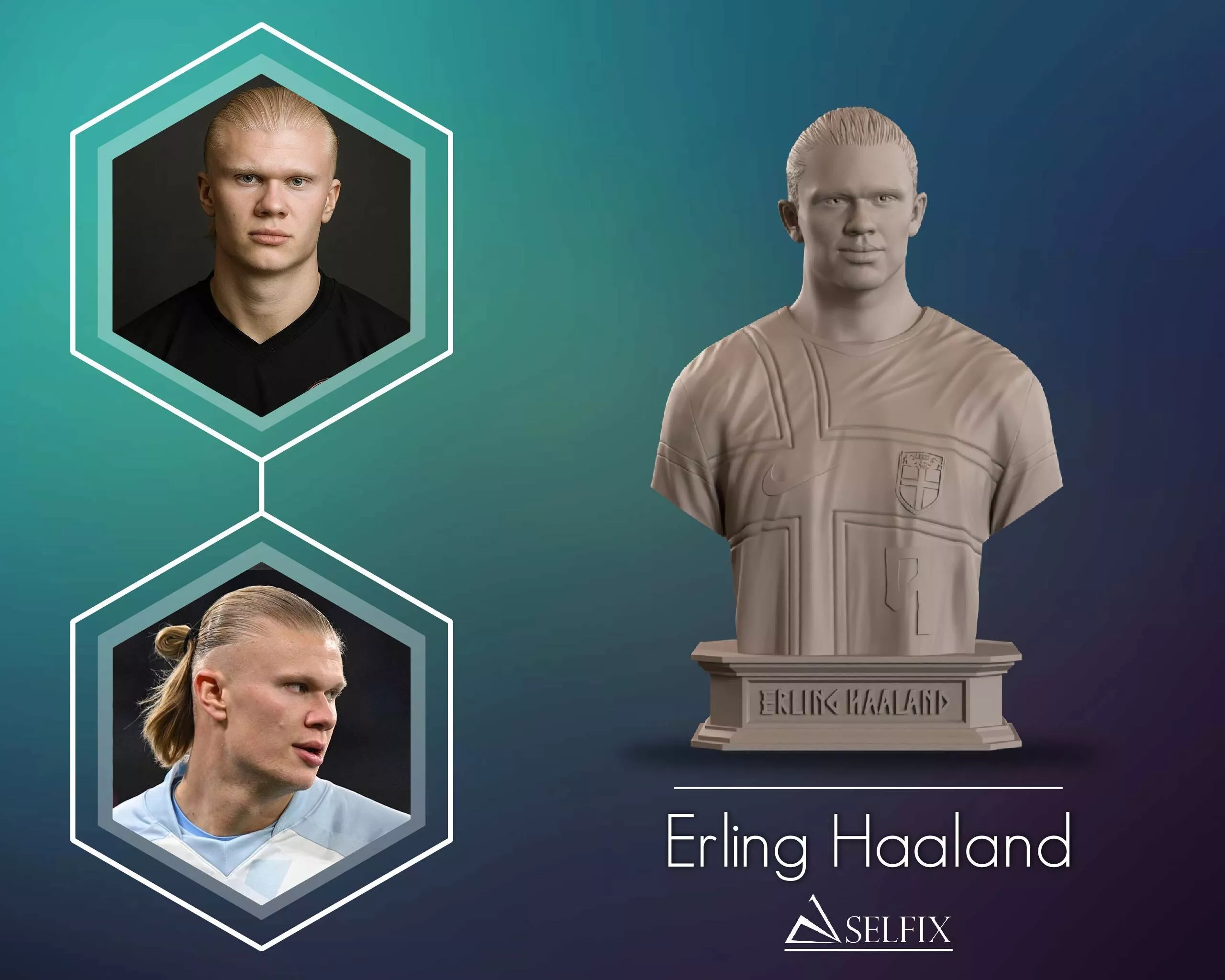 Erling Haaland Bust Sculpture 3D print model