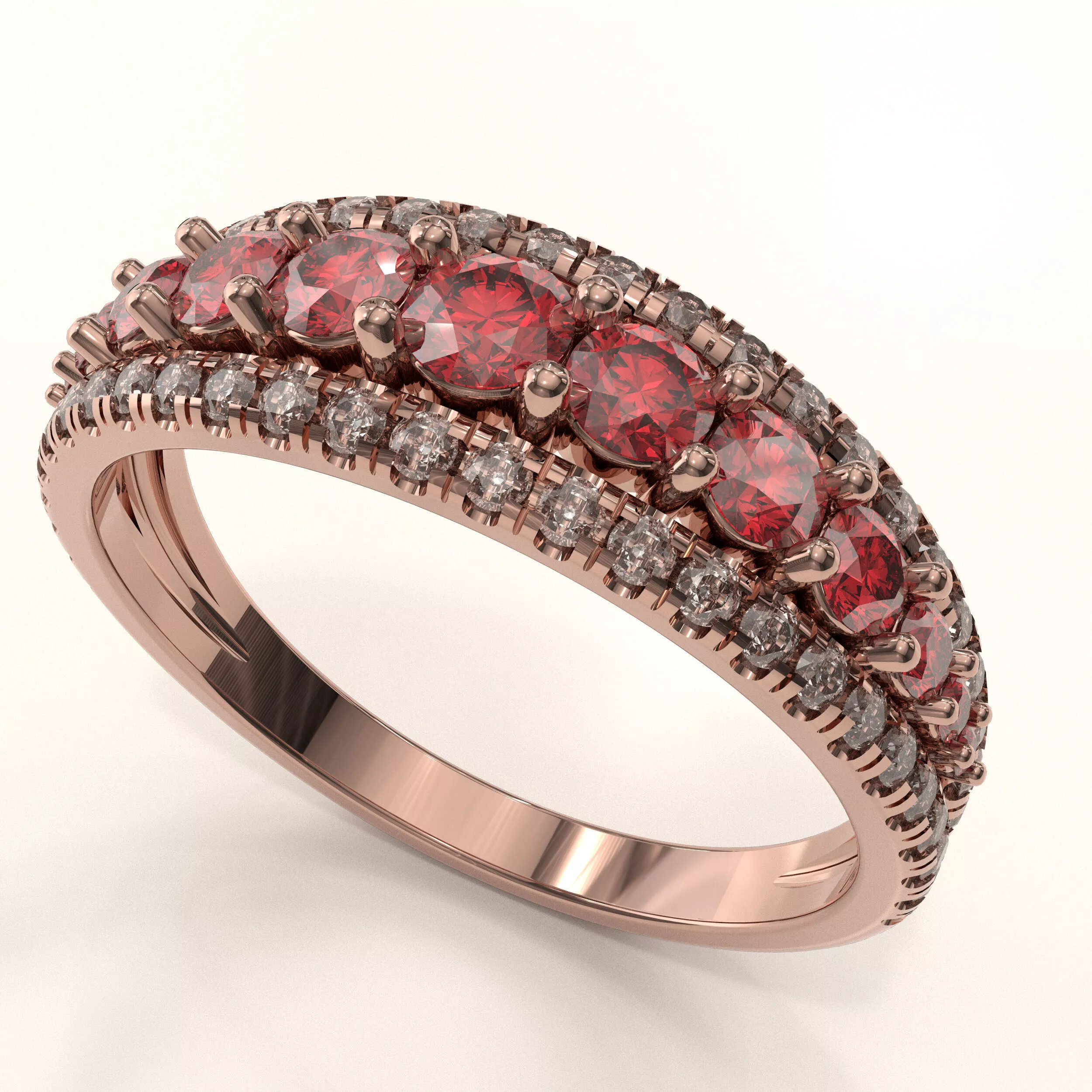 Ruby Diamond Eternity Ring STL Ready for Casting All Sizes 3D print model