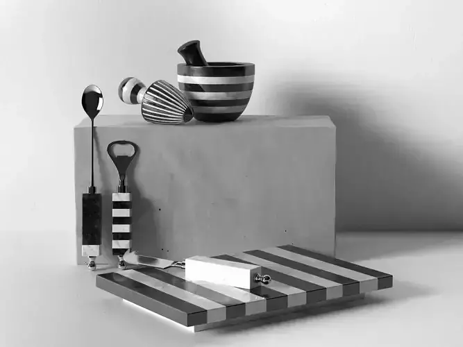 Striped Marble Black and White Tableware