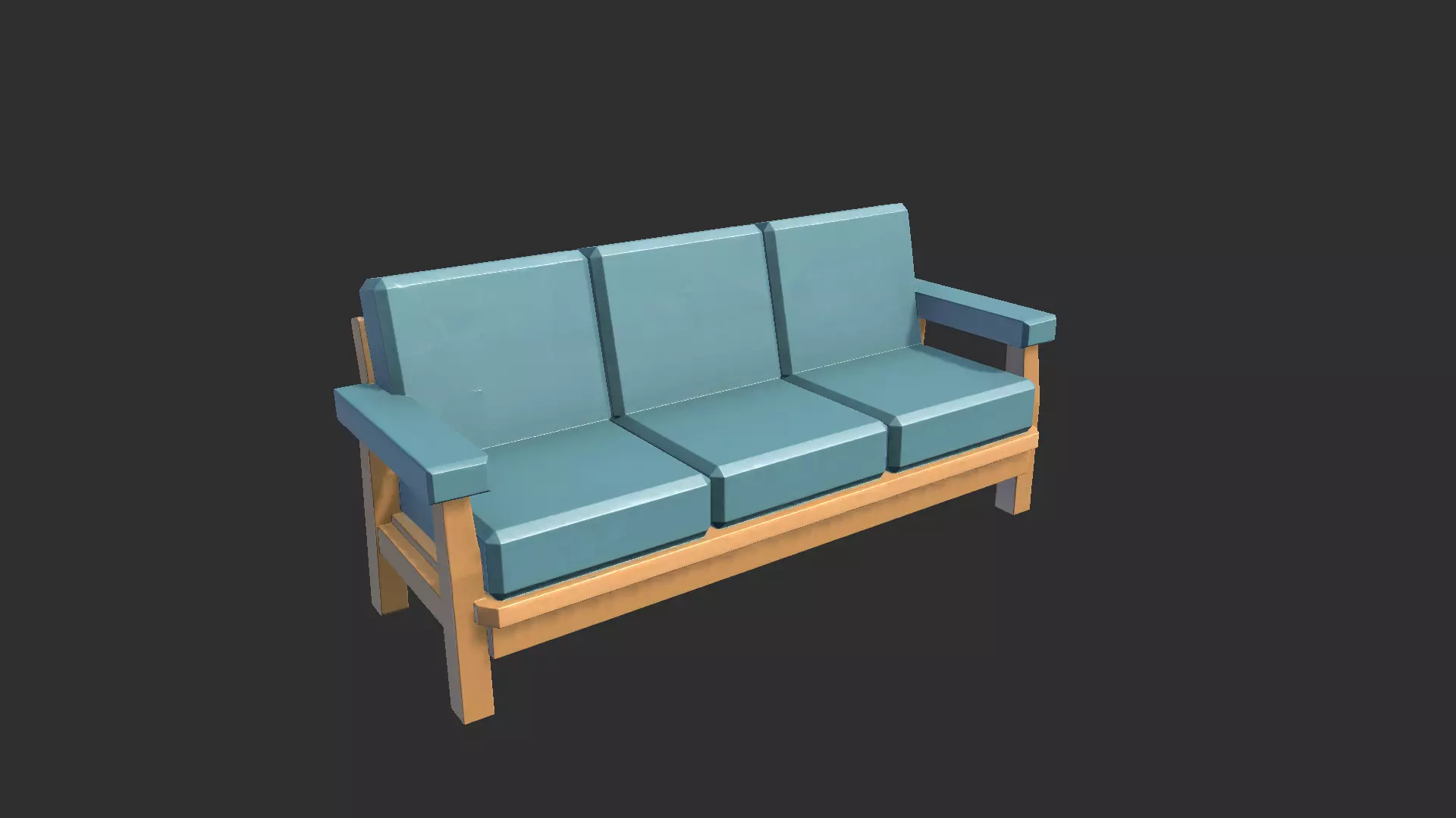 Low Poly Blocky Sofa 3D Model Low-poly 3D model