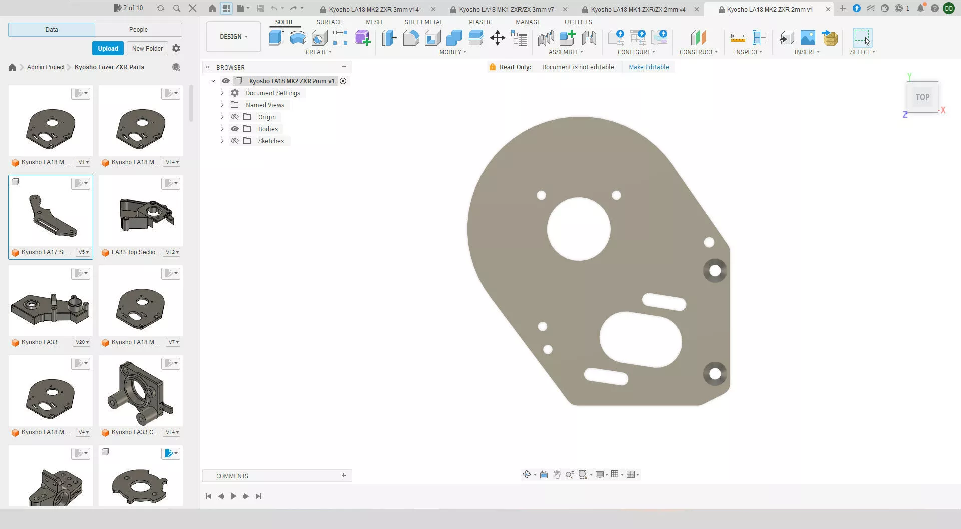Kyosho LA18 Lazer ZX ZXR ZXRR Motor Plate MK1 and MK2 3D print model