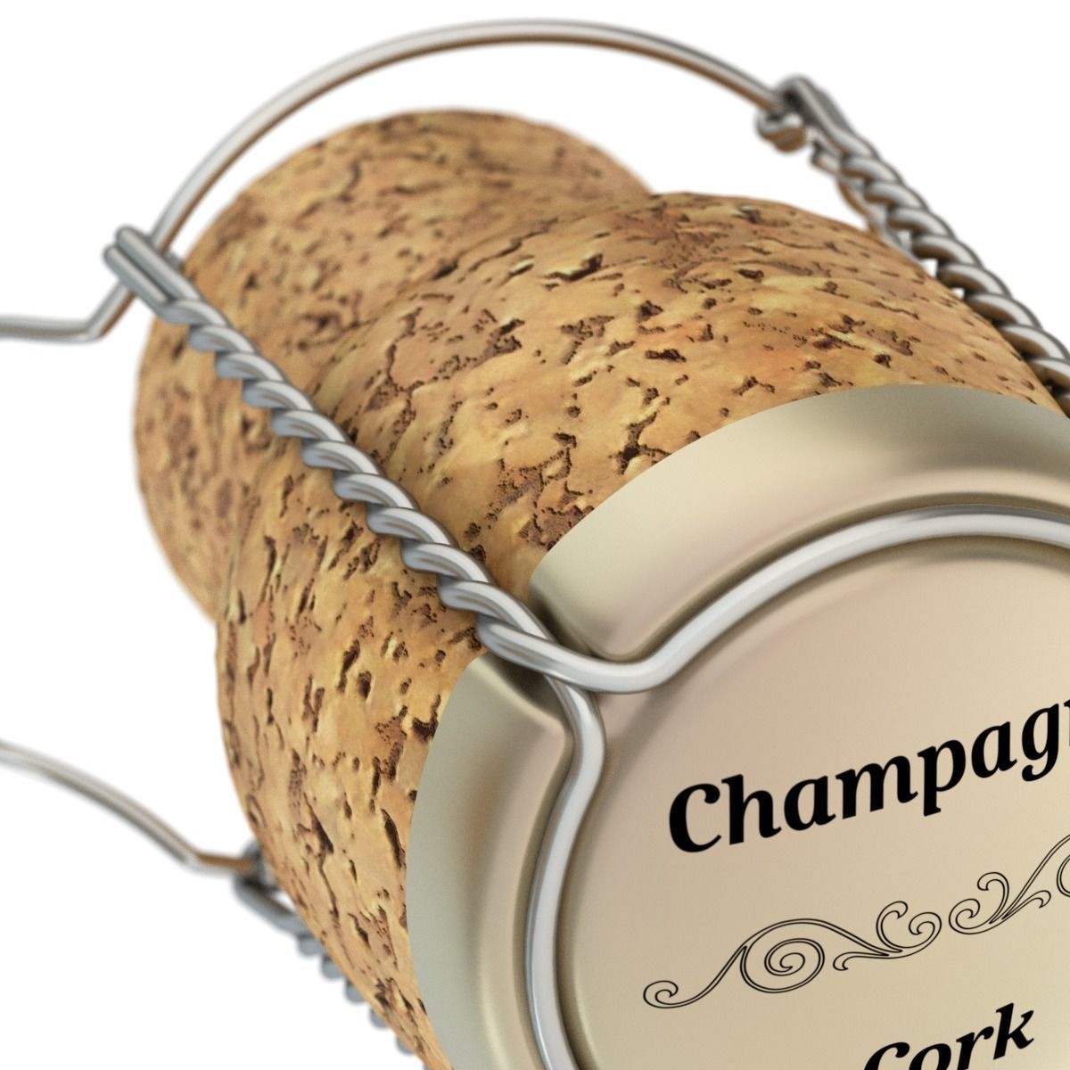 Champagne Cork 3D model_8