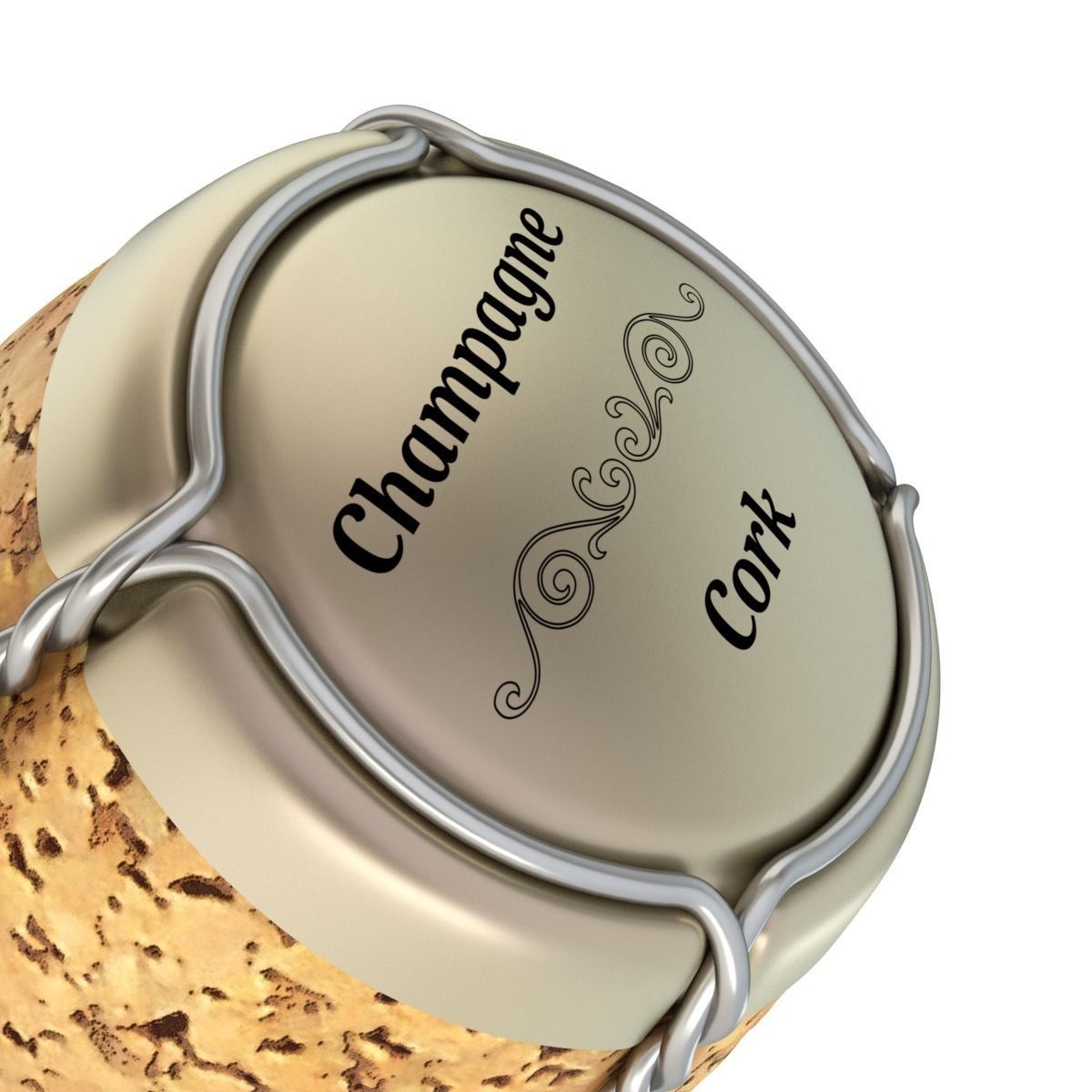 Champagne Cork 3D model_4