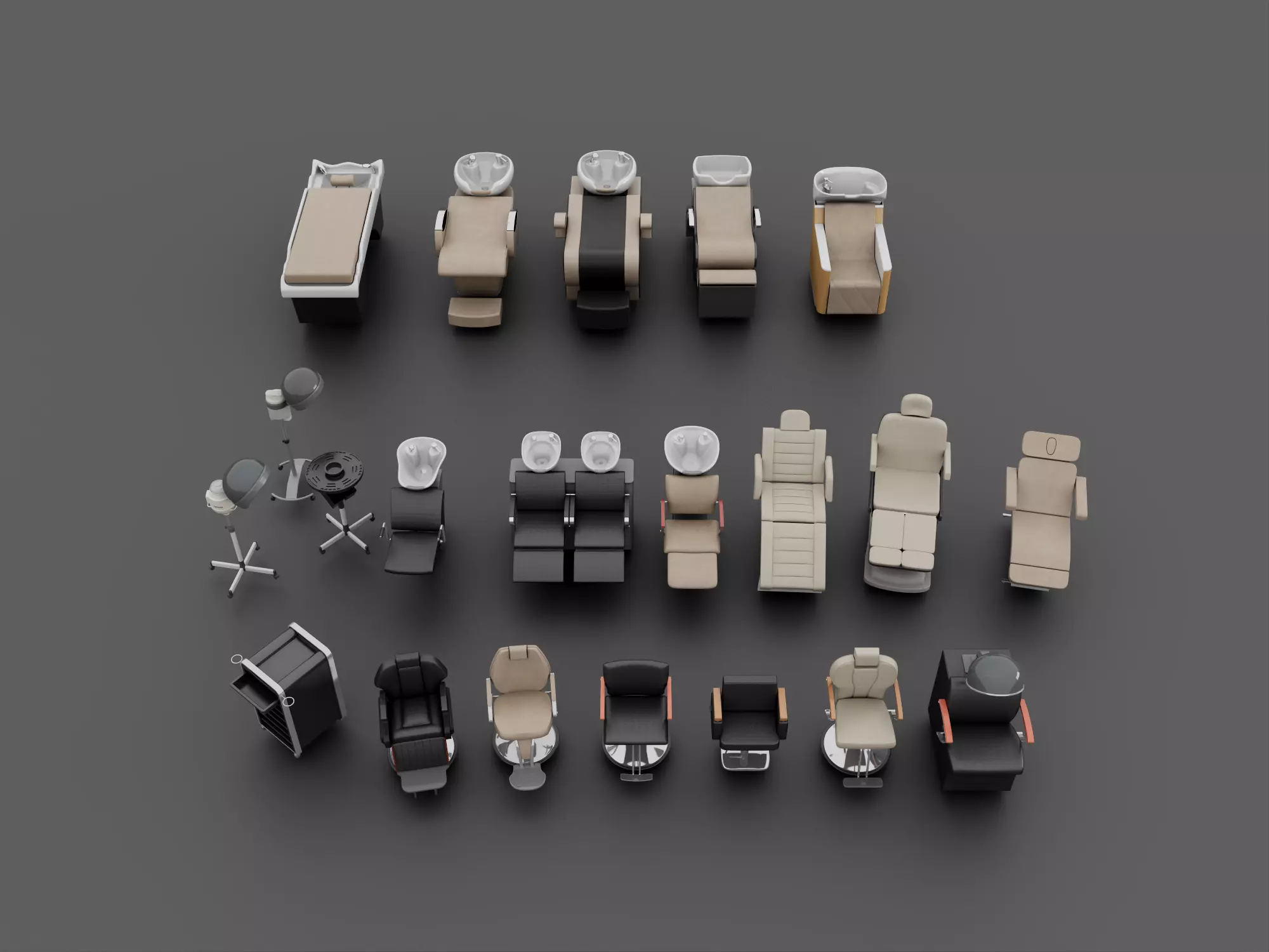 Professional Beauty Salon Furniture 3D Models Pack 3D model