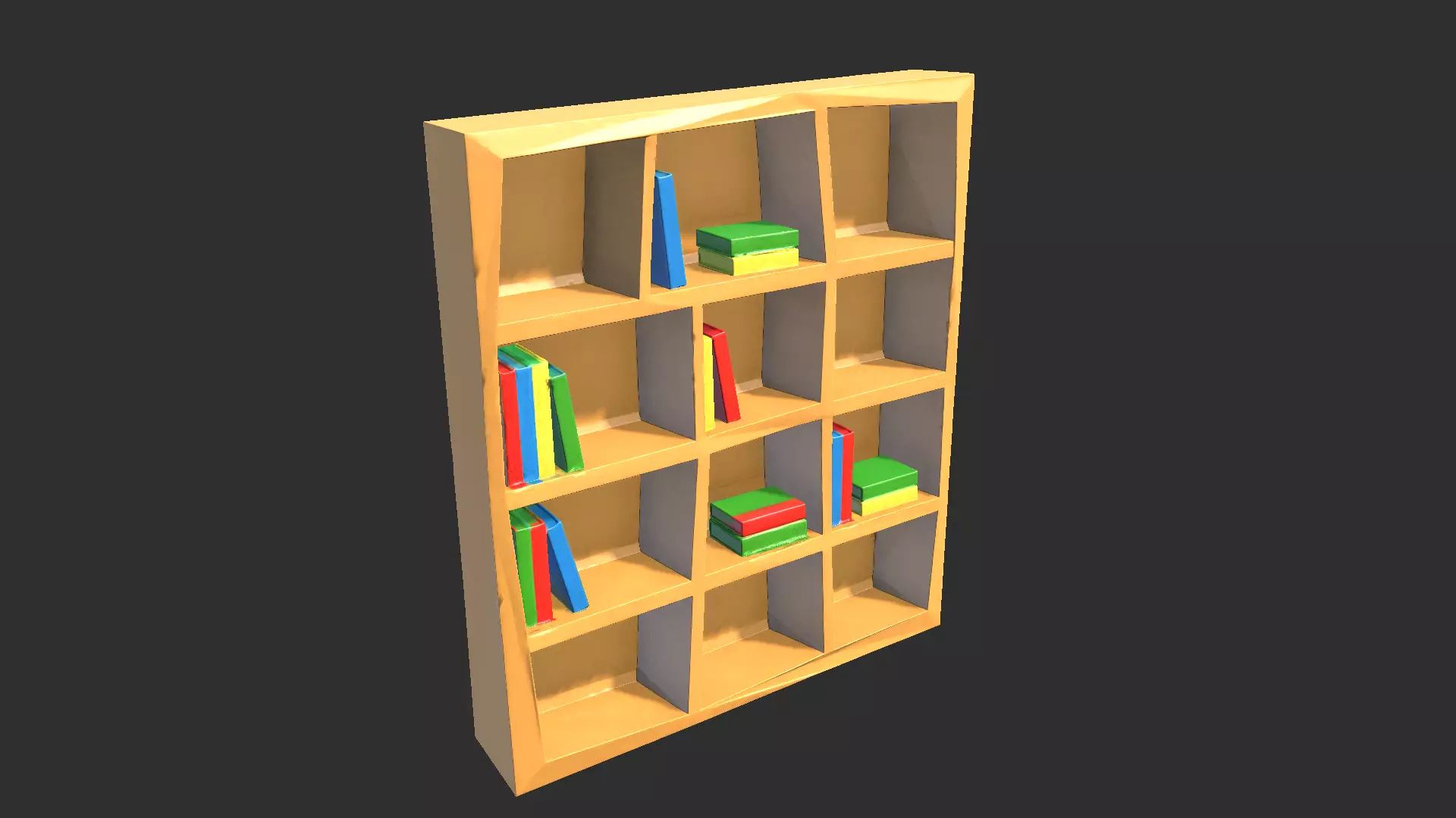Low Poly Wooden Bookshelf 3D Model Low-poly 3D model