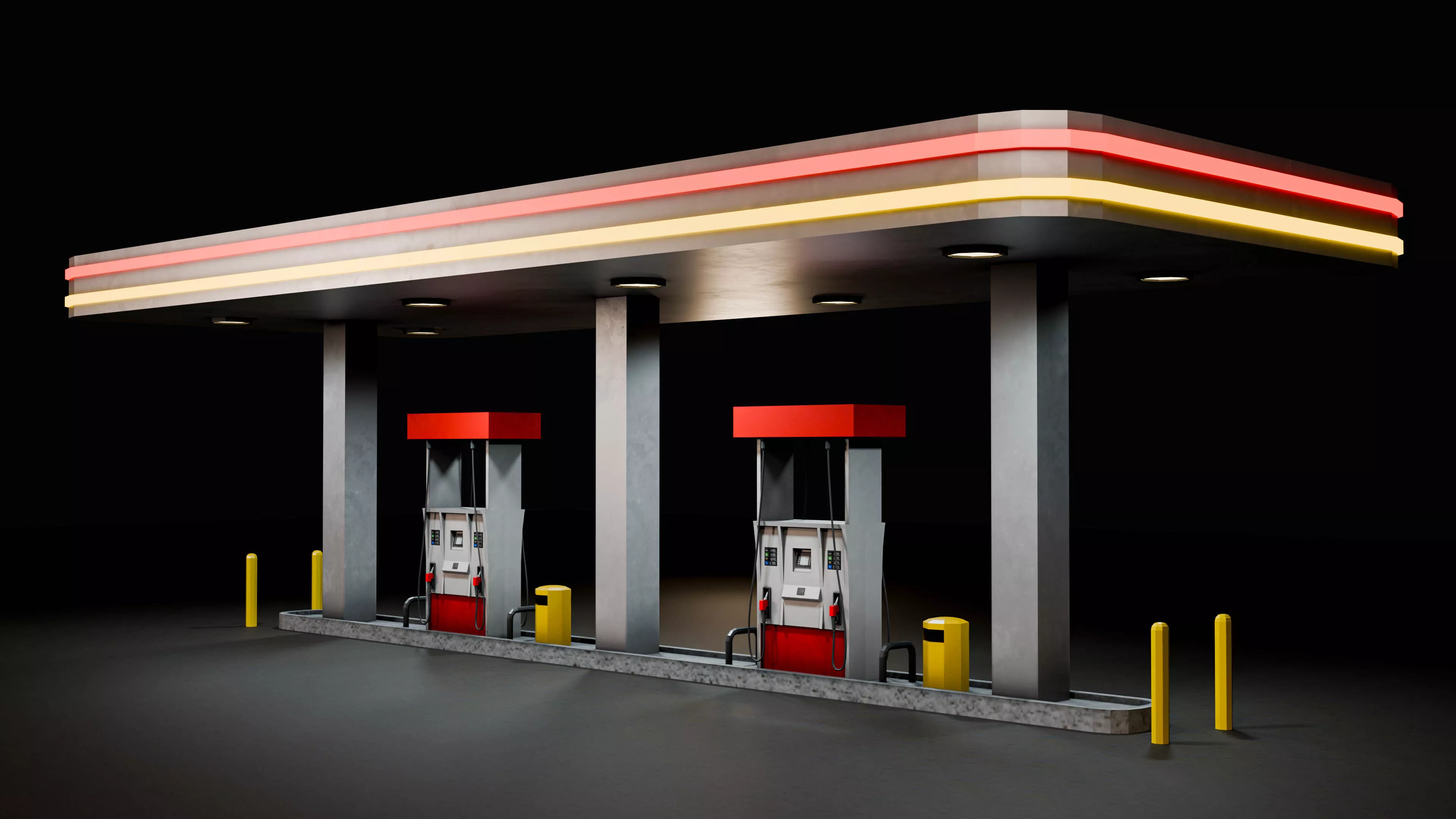 Low Poly Gas pump station Low-poly 3D model