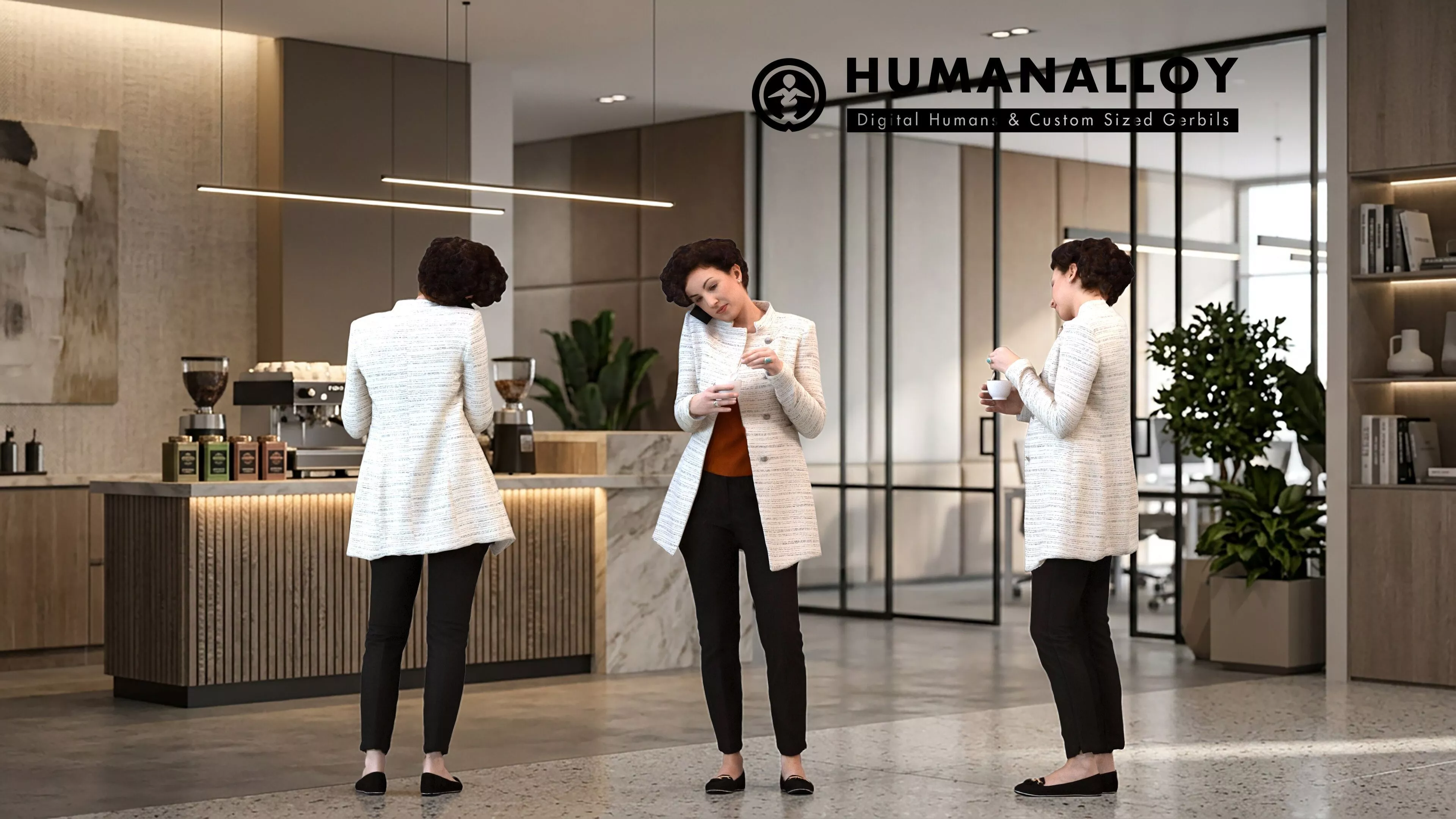 Adult Caucasian woman making phone call in professional office 3D model