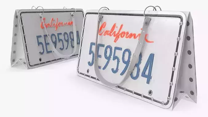 Vintage California Car License Plate Bag 3D model 3