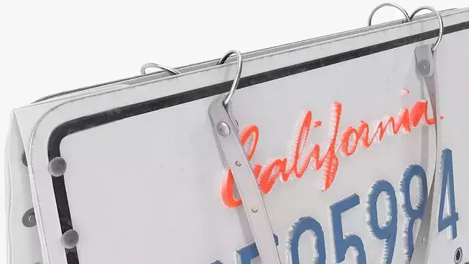 Vintage California Car License Plate Bag 3D model 6
