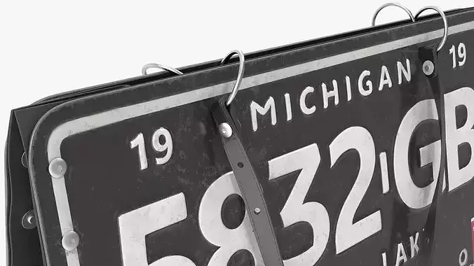 Designer Michigan Car License Plate Bag 3D model 6
