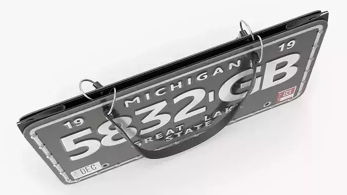 Designer Michigan Car License Plate Bag 3D model 4