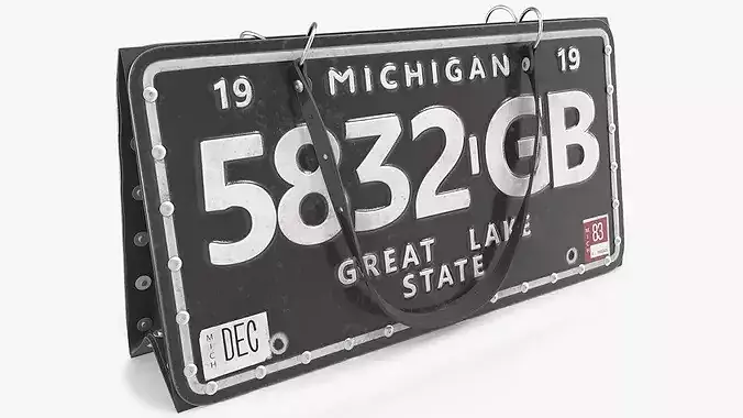 Designer Michigan Car License Plate Bag 3D model