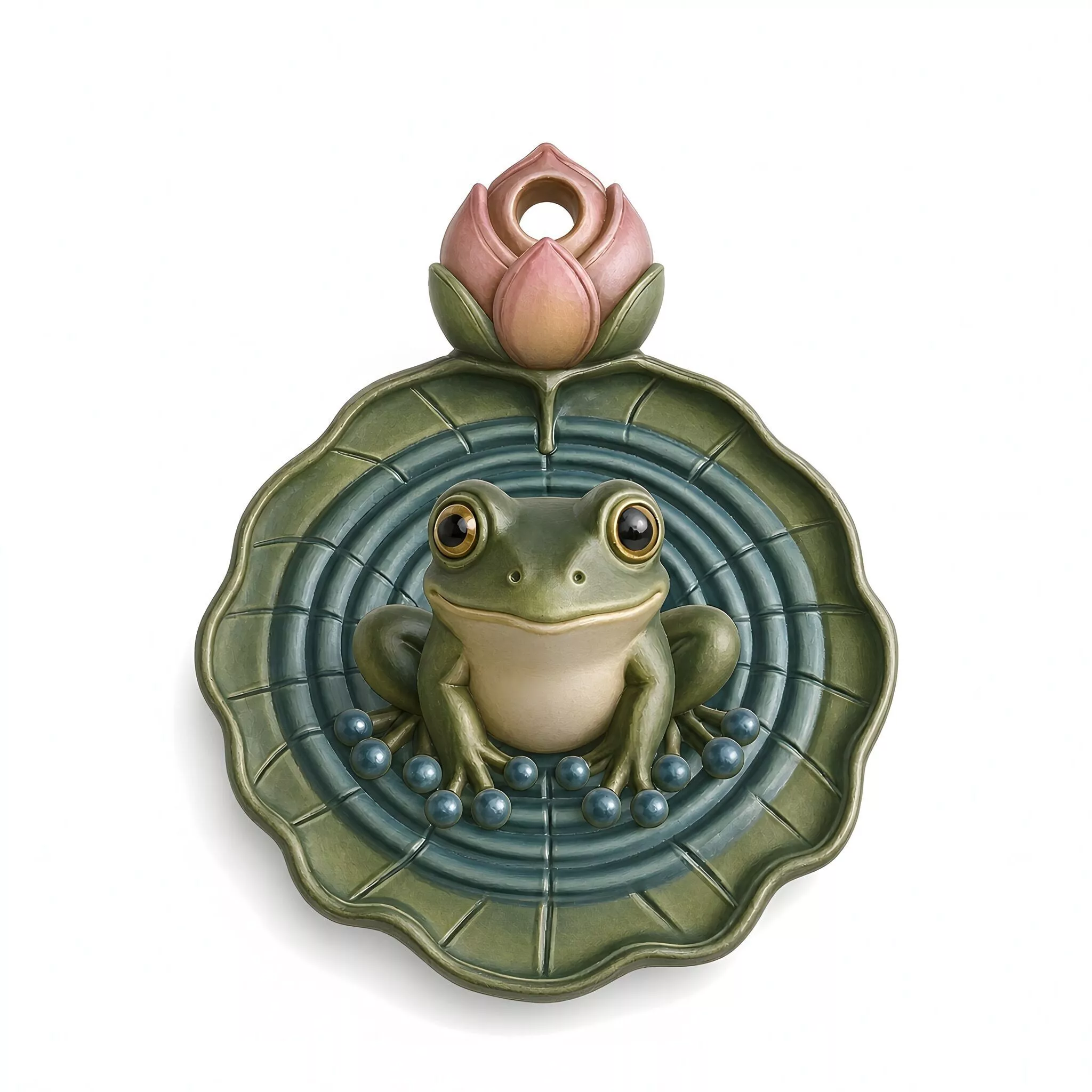 Lotus Frog 3D Printable Pendant 3D print model