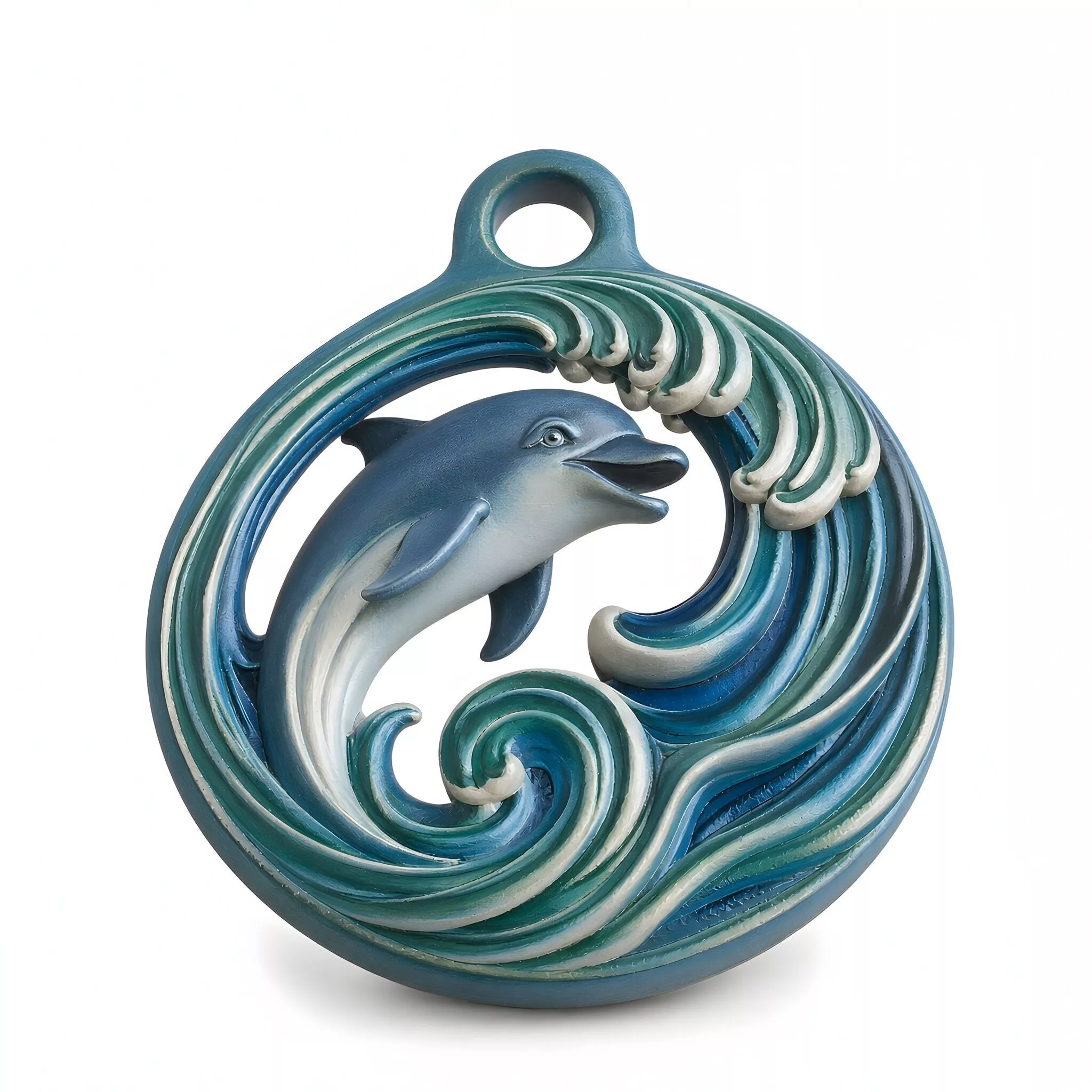 Leaping Dolphin Wave 3D Printable Pendant 3D print model