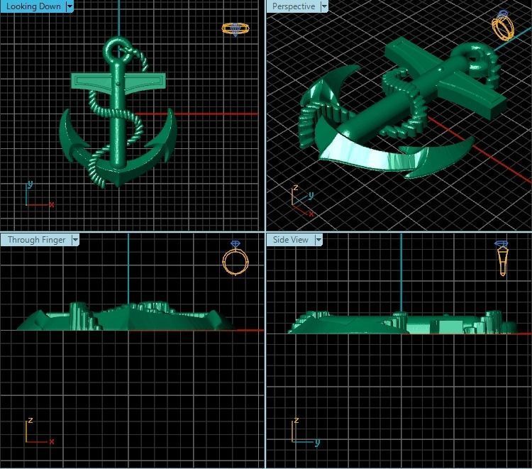 Pendant gold anchor 3D print model_2
