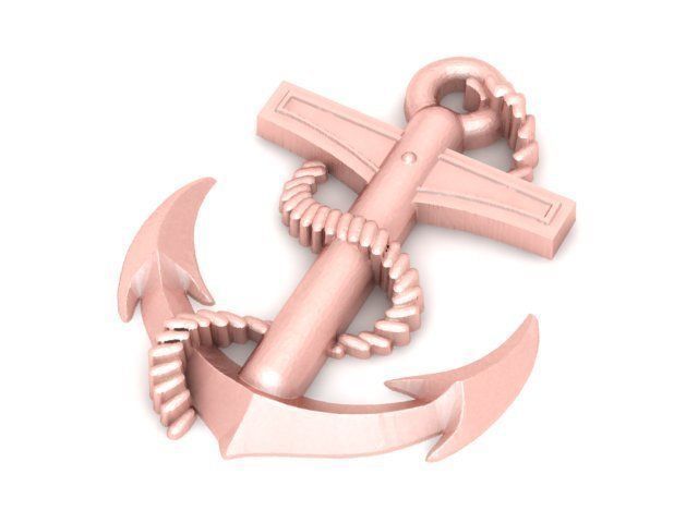 Pendant gold anchor 3D print model_1