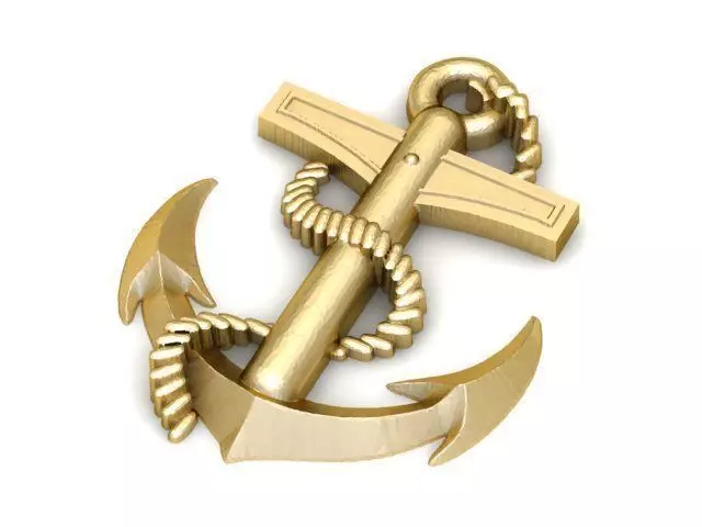 Pendant gold anchor 3D print model_0