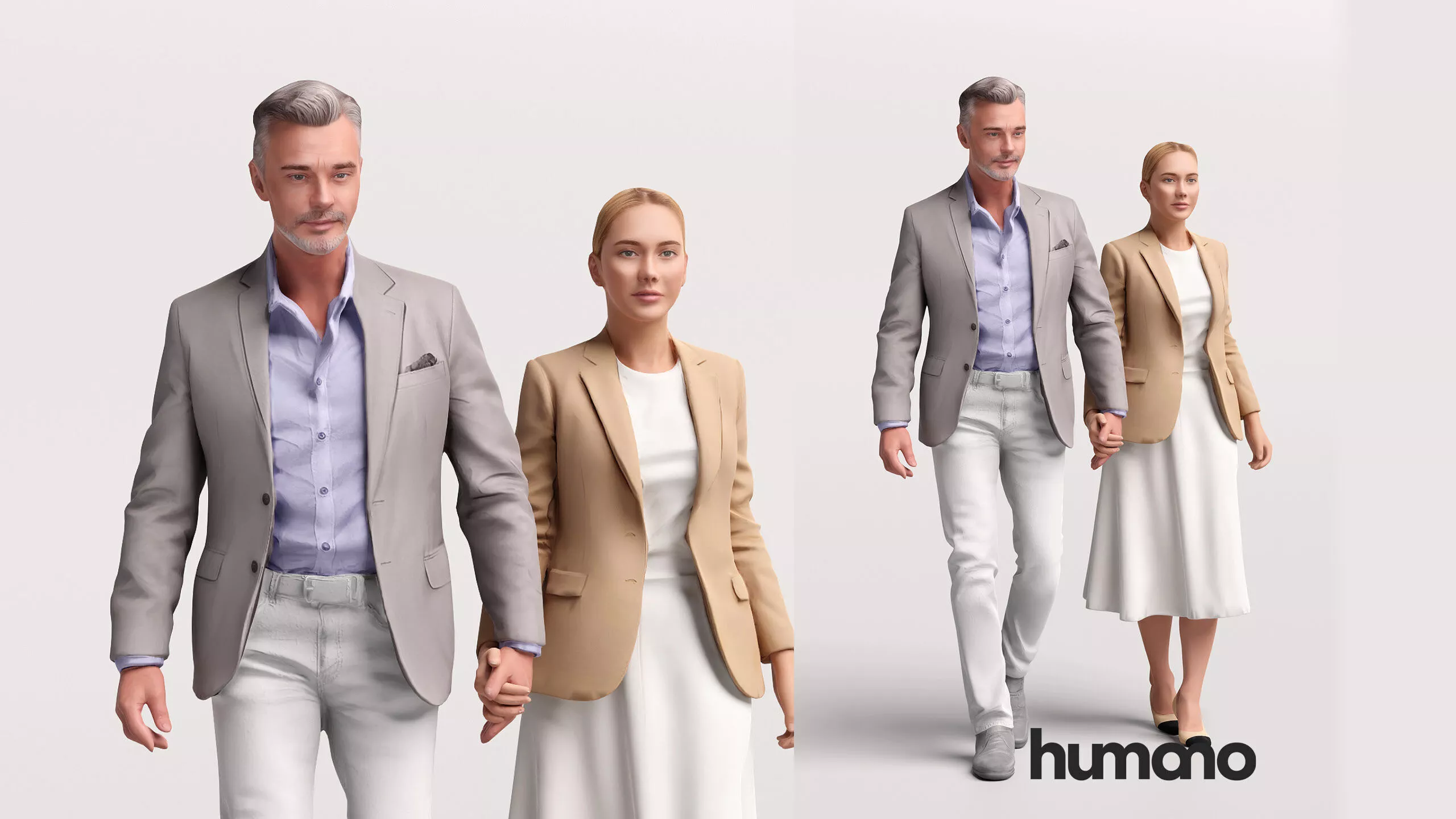 Humano Elegant Couple walking together - 2614-011-012 3D model