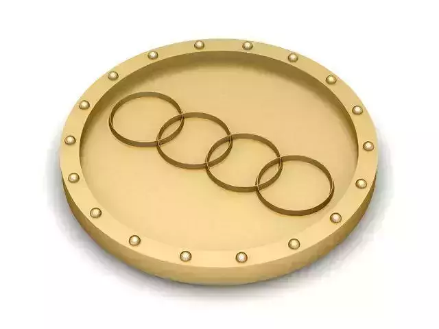 Trinket audi logo on gold plate 3D print model