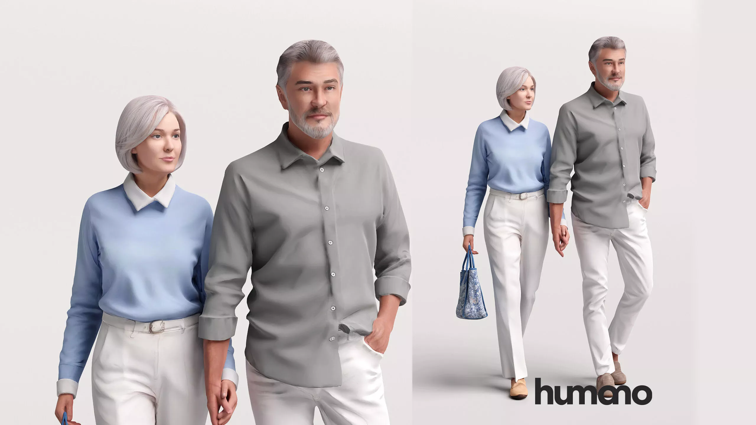 Humano Elegant Couple walking together - 2614-005-006 3D model