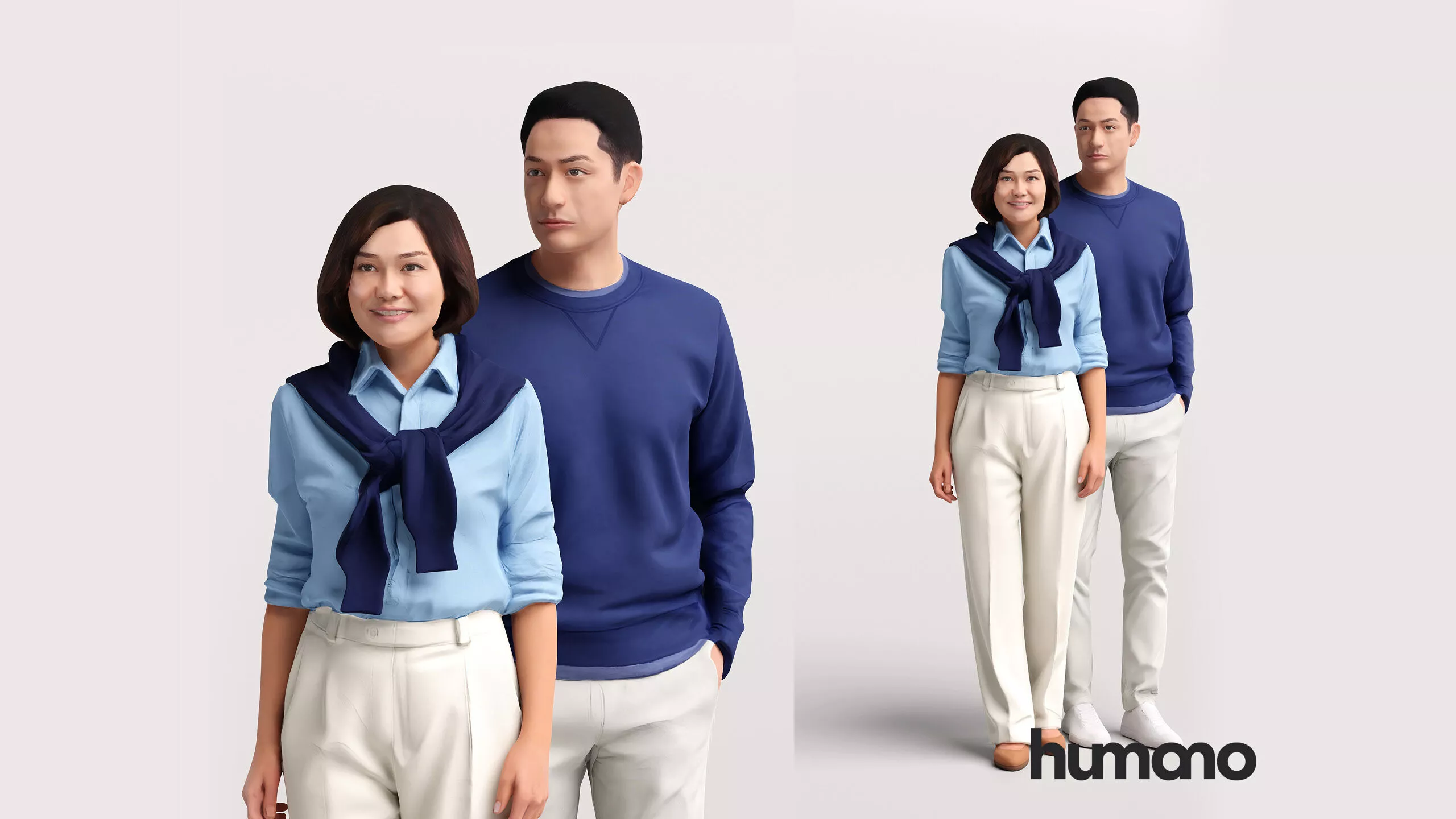 Humano Elegant Asian Couple standing together - 2614-003-004 3D model