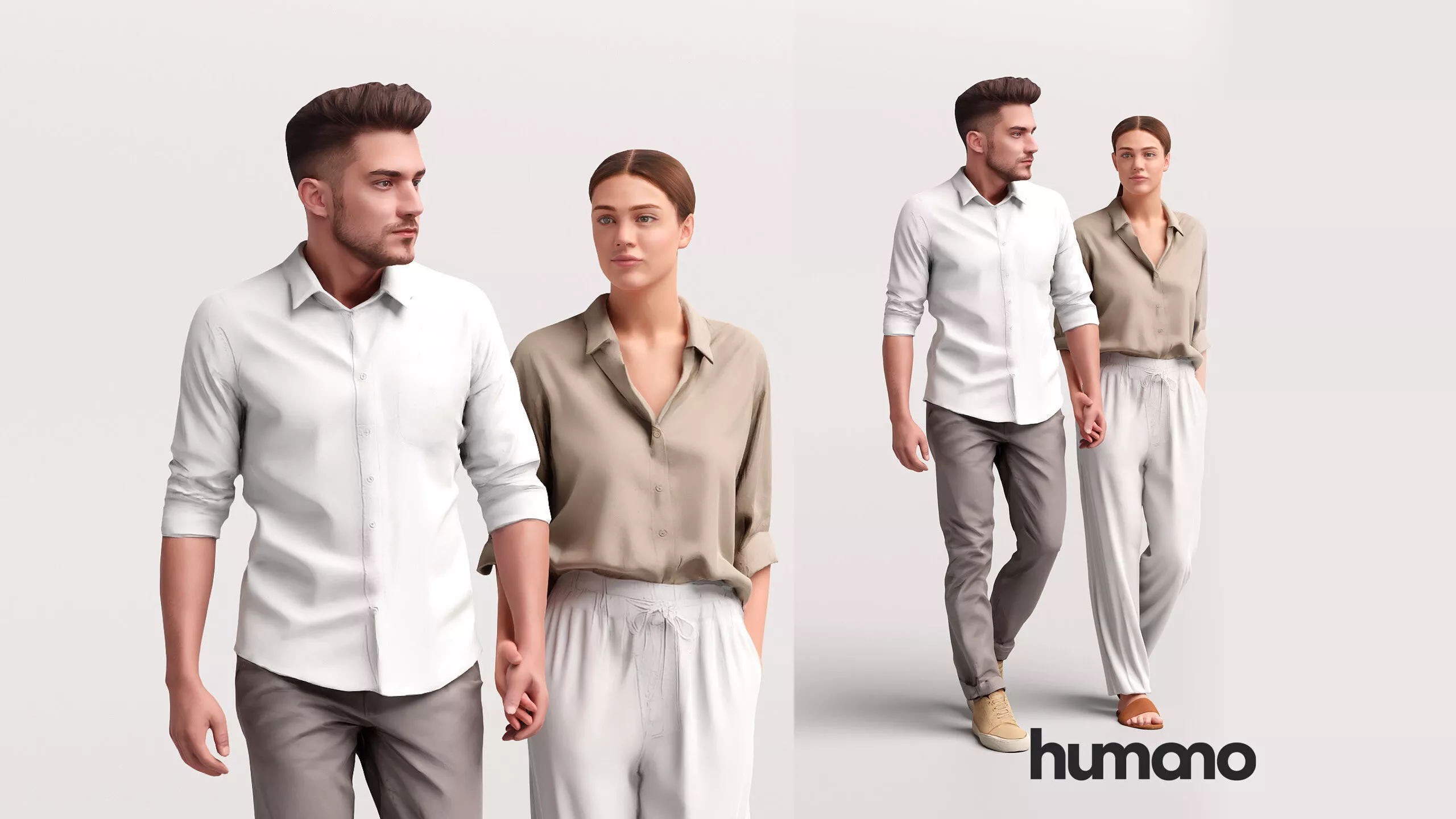 Humano Elegant Couple walking together - 2614-001-002 3D model