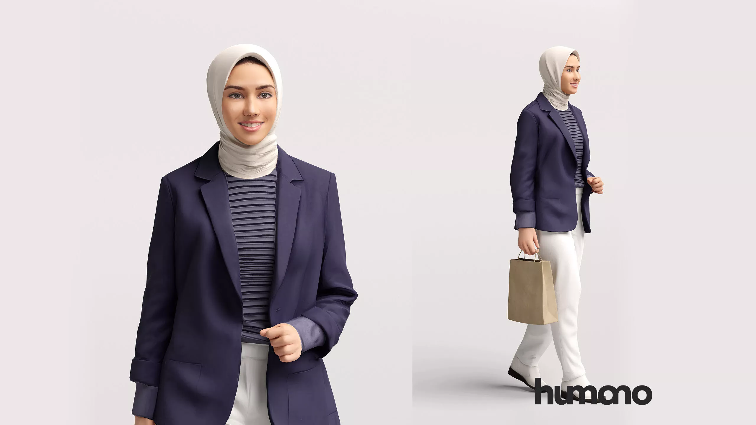 Humano Modern Muslim Woman wearing a hijab - 2615-007 3D model