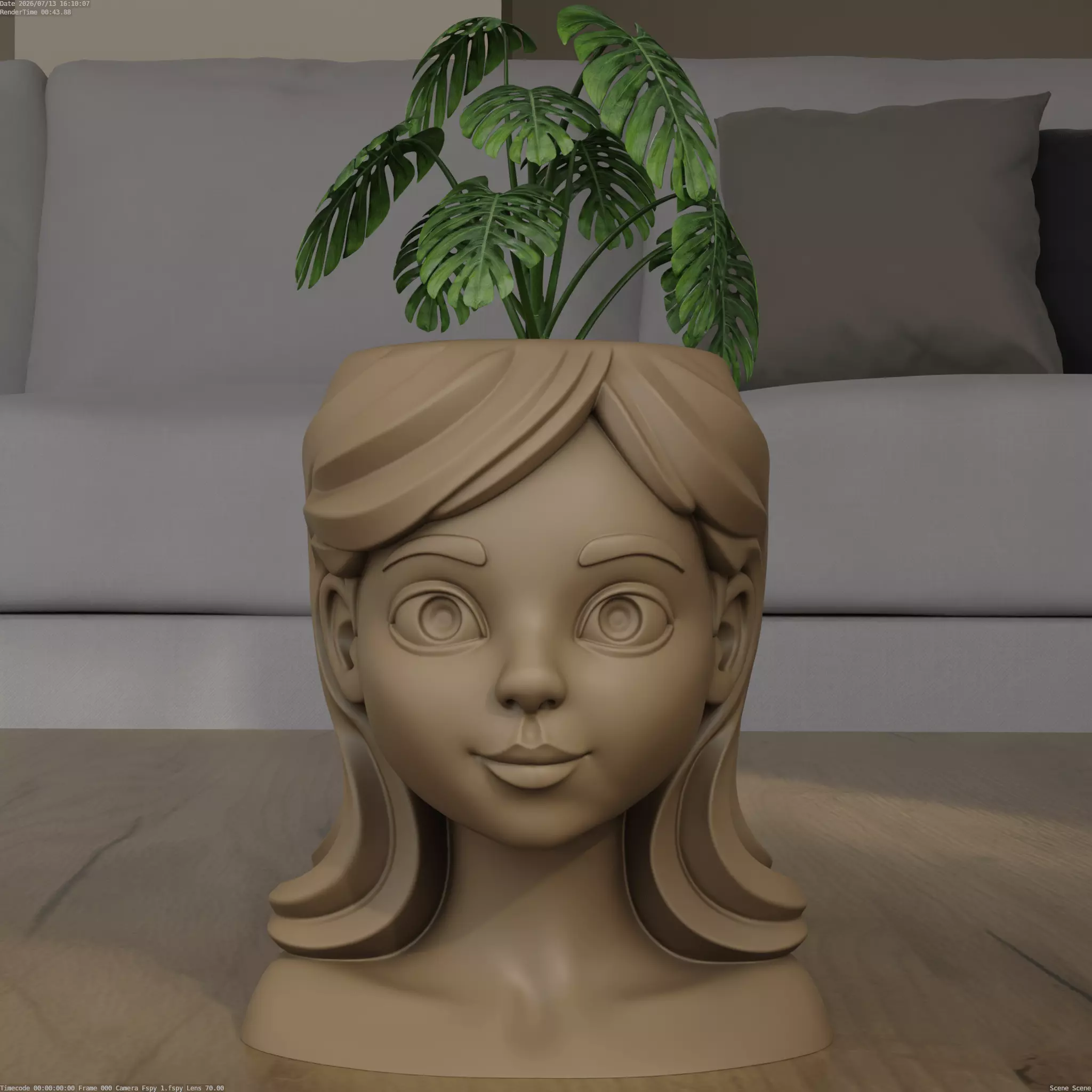 Stylish Girl Head Planter 3D Print File 3D print model