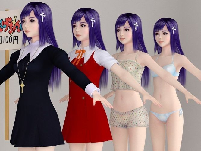  T pose nonrigged model of Zange with various outfit  3D model