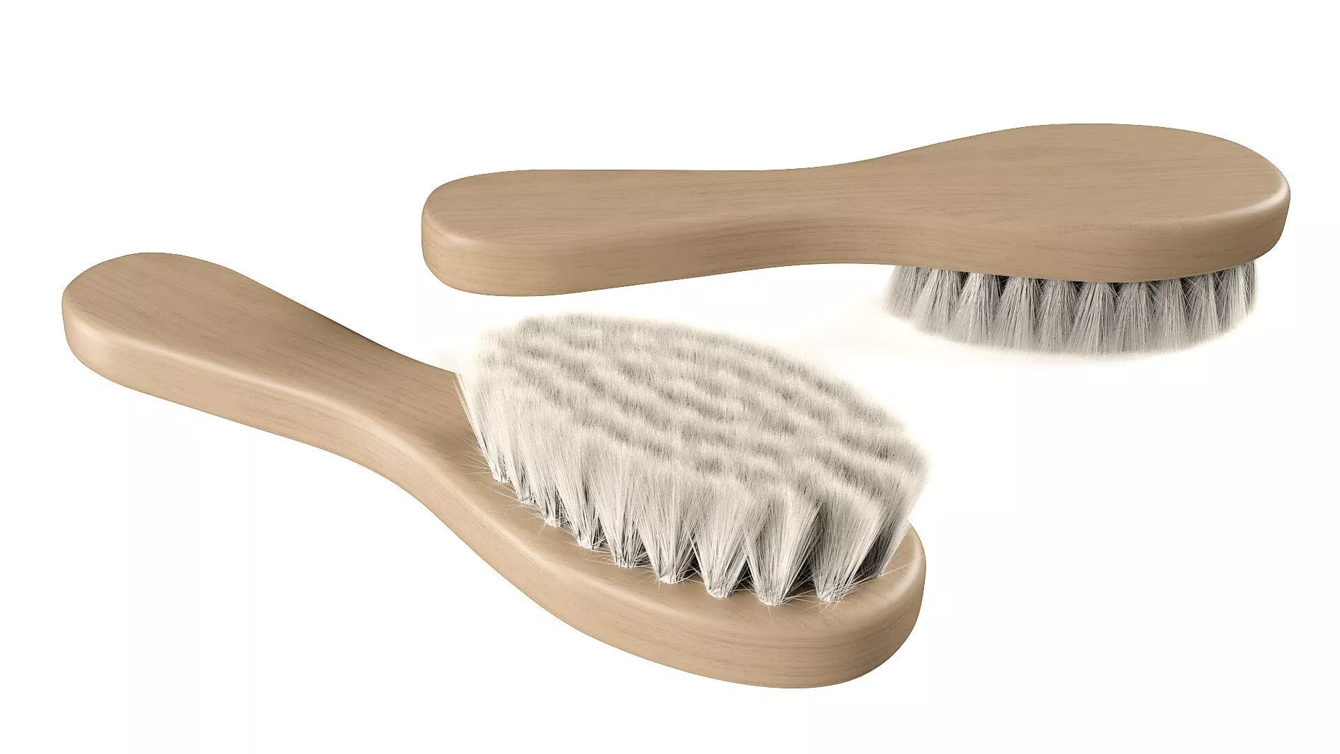 Wooden Infant Hairbrush with Gentle Natural Bristles Maya 3D model