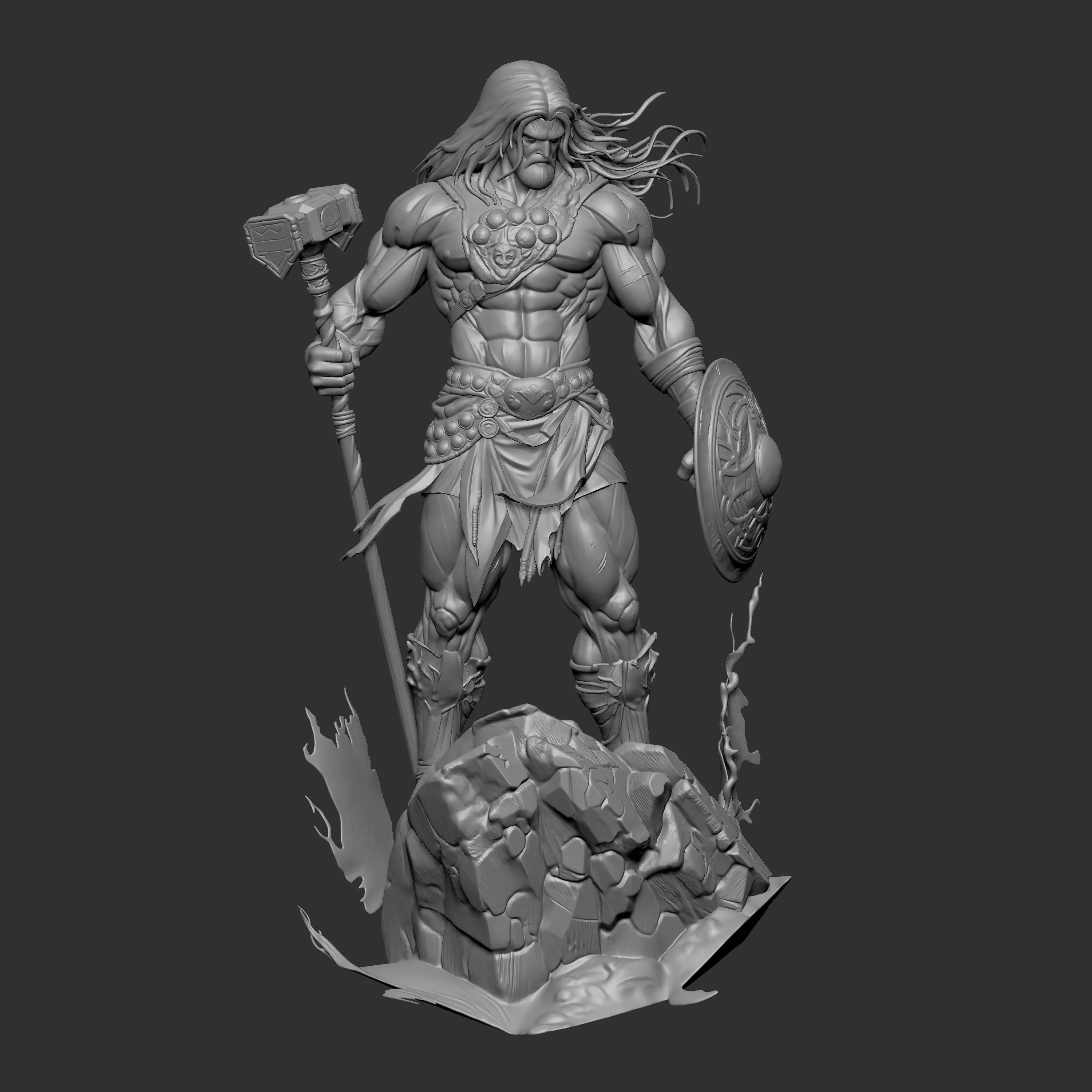 3D digital sculpture of a classic fantasy warrior 3D print model