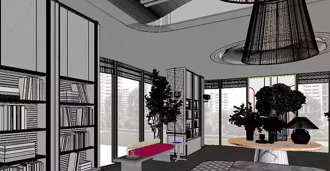 Restaurant Interior Design 3D model 7