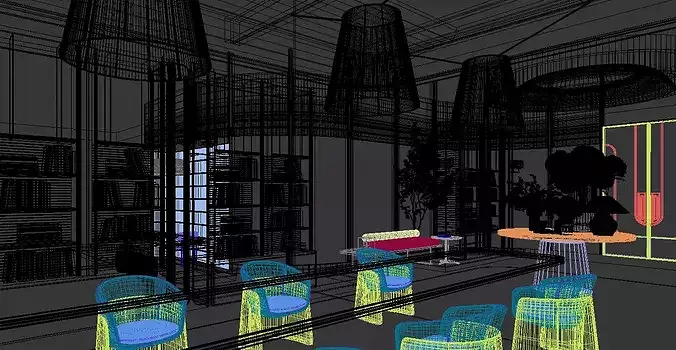 Restaurant Interior Design 3D model 5